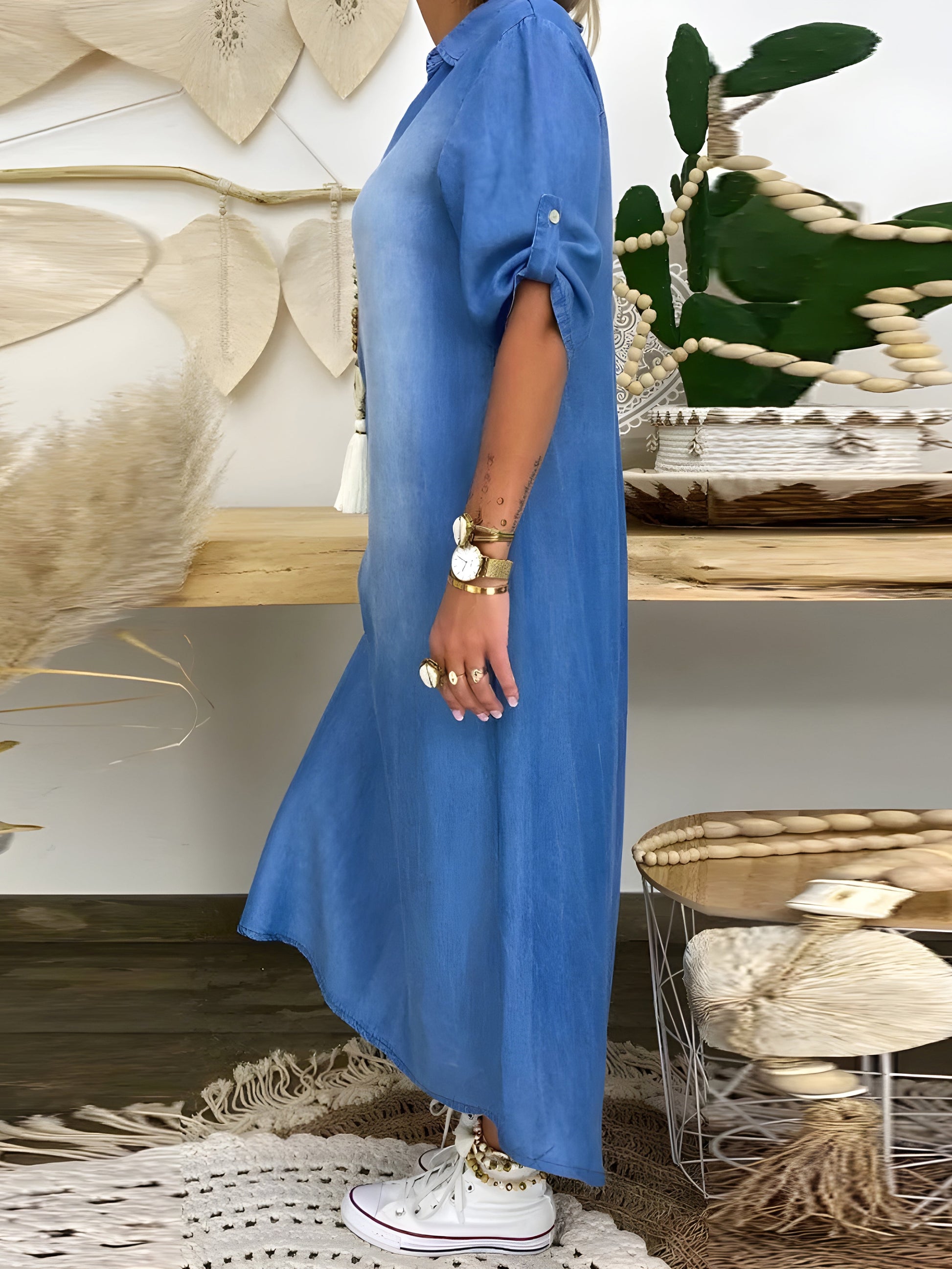 Devorah™ | Chic Denim Maxi Dress 2