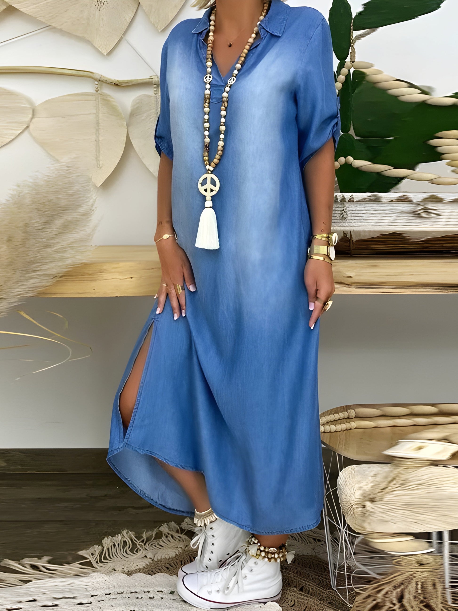 Devorah™ | Chic Denim Maxi Dress 3