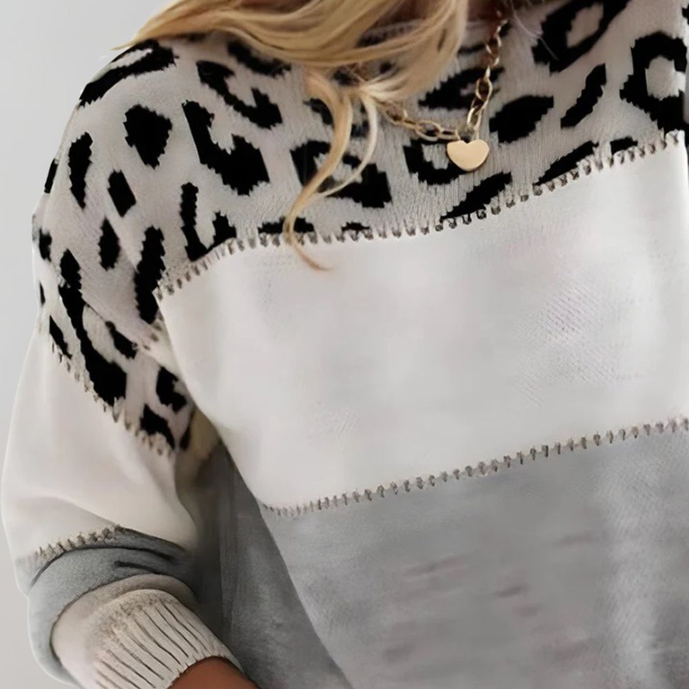 Diane | Women's Leopard Print Relaxed-Fit Knit Sweater