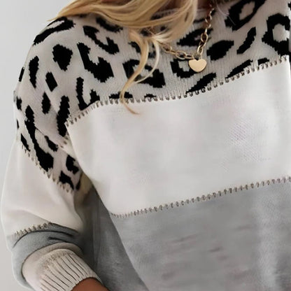 Diane | Women's Leopard Print Relaxed-Fit Knit Sweater