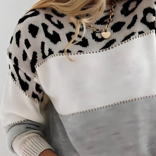 Diane | Women's Leopard Print Relaxed-Fit Knit Sweater