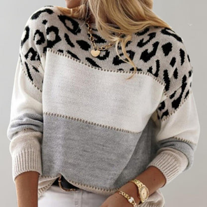 Diane | Women's Leopard Print Relaxed-Fit Knit Sweater