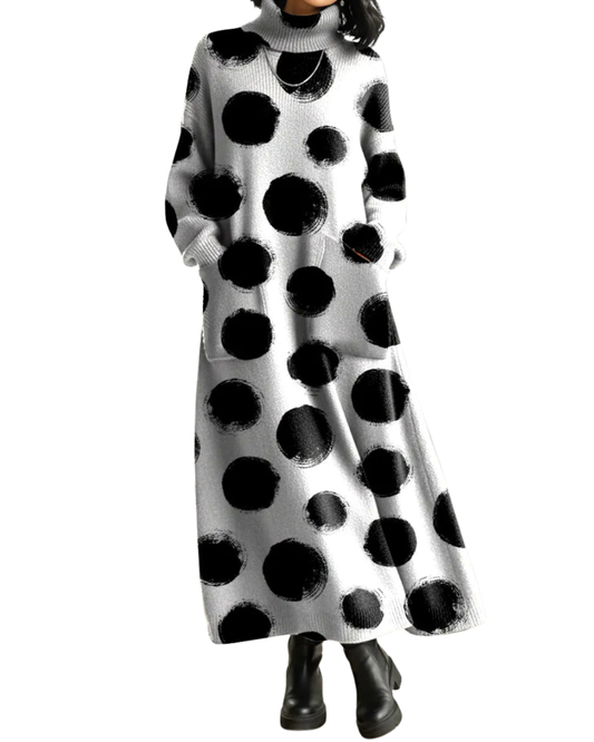 Editte | Dot Print Casual Cotton Knitted Dress