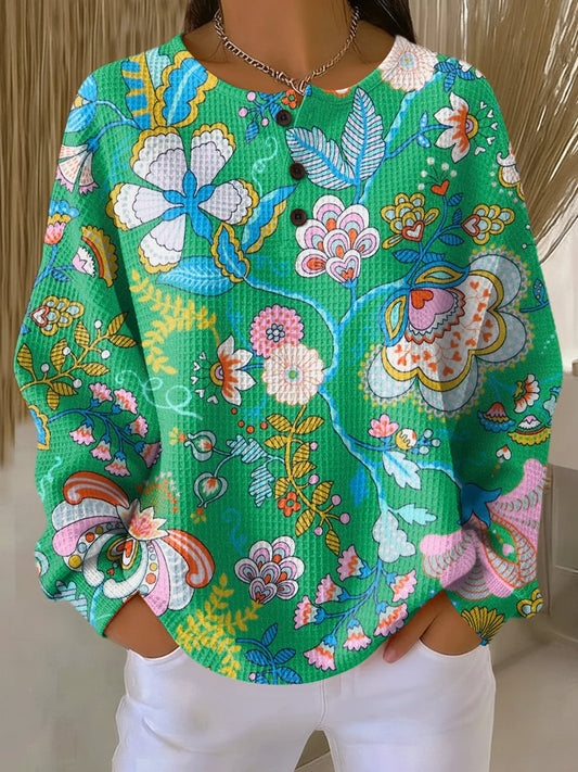 Elina | Sweater with Colorful Ethnic Floral Print 0