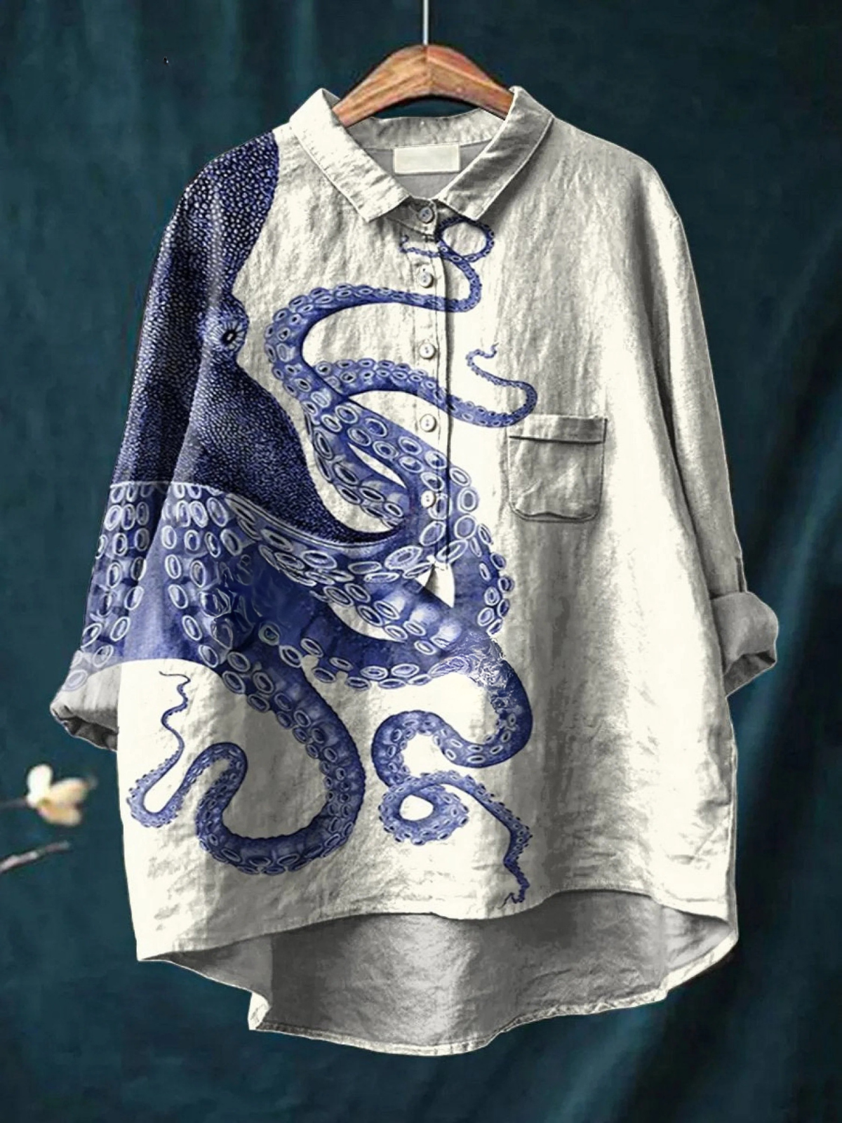 Elissa | Women's Deep Sea Octopus Tentacles Art Print Casual  Shirt 0