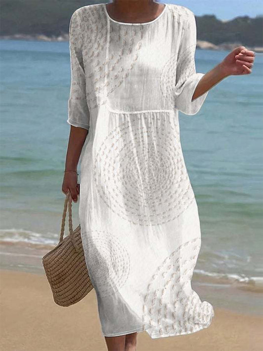 Embroidered women's casual dress. 0