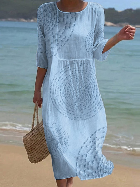 Embroidered women's casual dress. 0