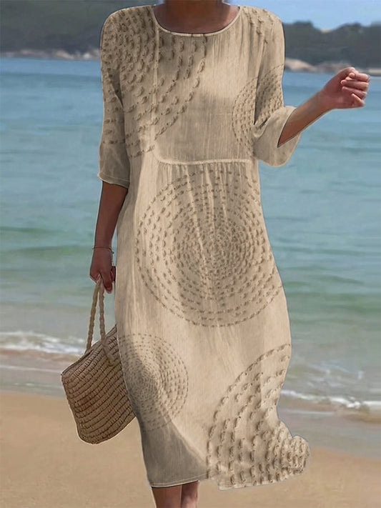 Embroidered women's casual dress. 0