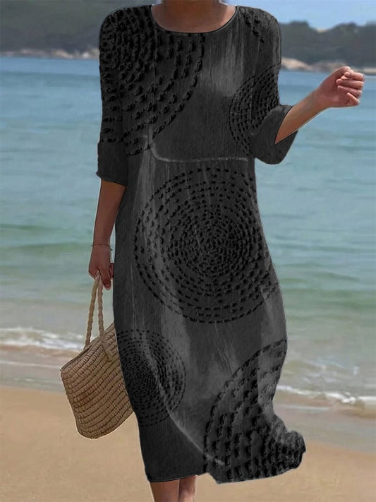 Embroidered women's casual dress. 0