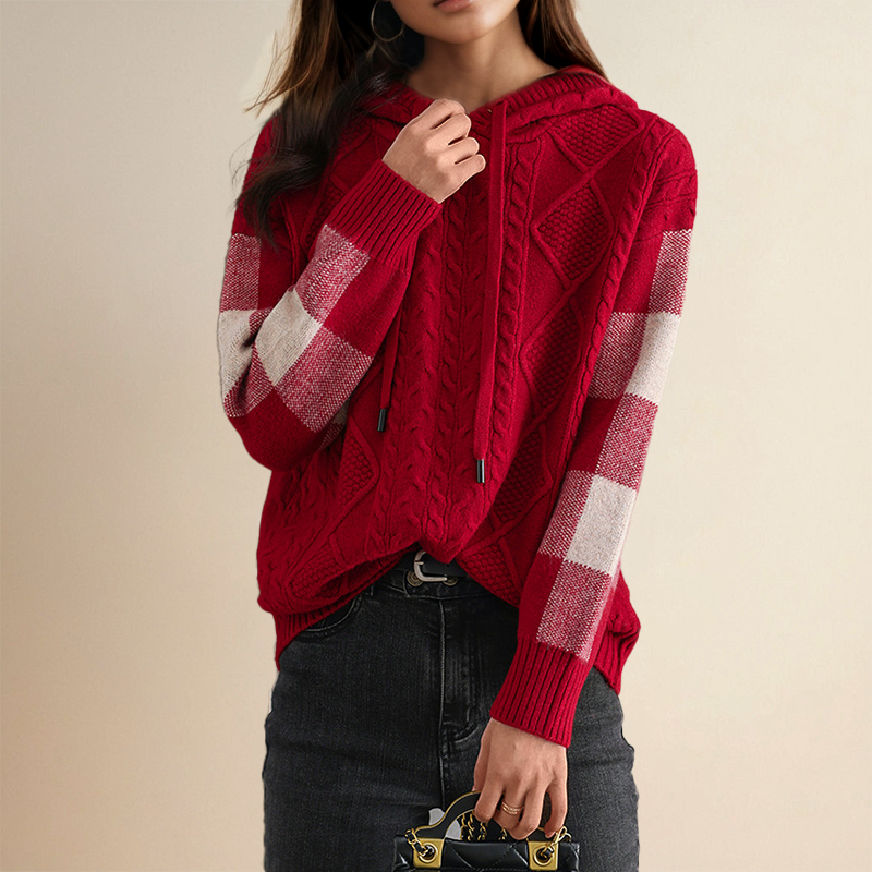 Beatrix | Women's Hooded Cable Knit Pullover Sweater