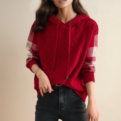 Beatrix | Women's Hooded Cable Knit Pullover Sweater