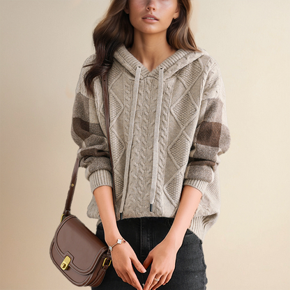 Beatrix | Women's Hooded Cable Knit Pullover Sweater
