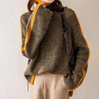 Edda | Women's Herringbone Turtleneck Cozy Knit Sweater