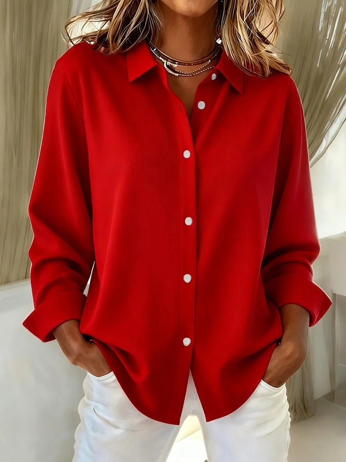 Cecilia | Women's Elegant V-Neck Blouse - Polished Office Look