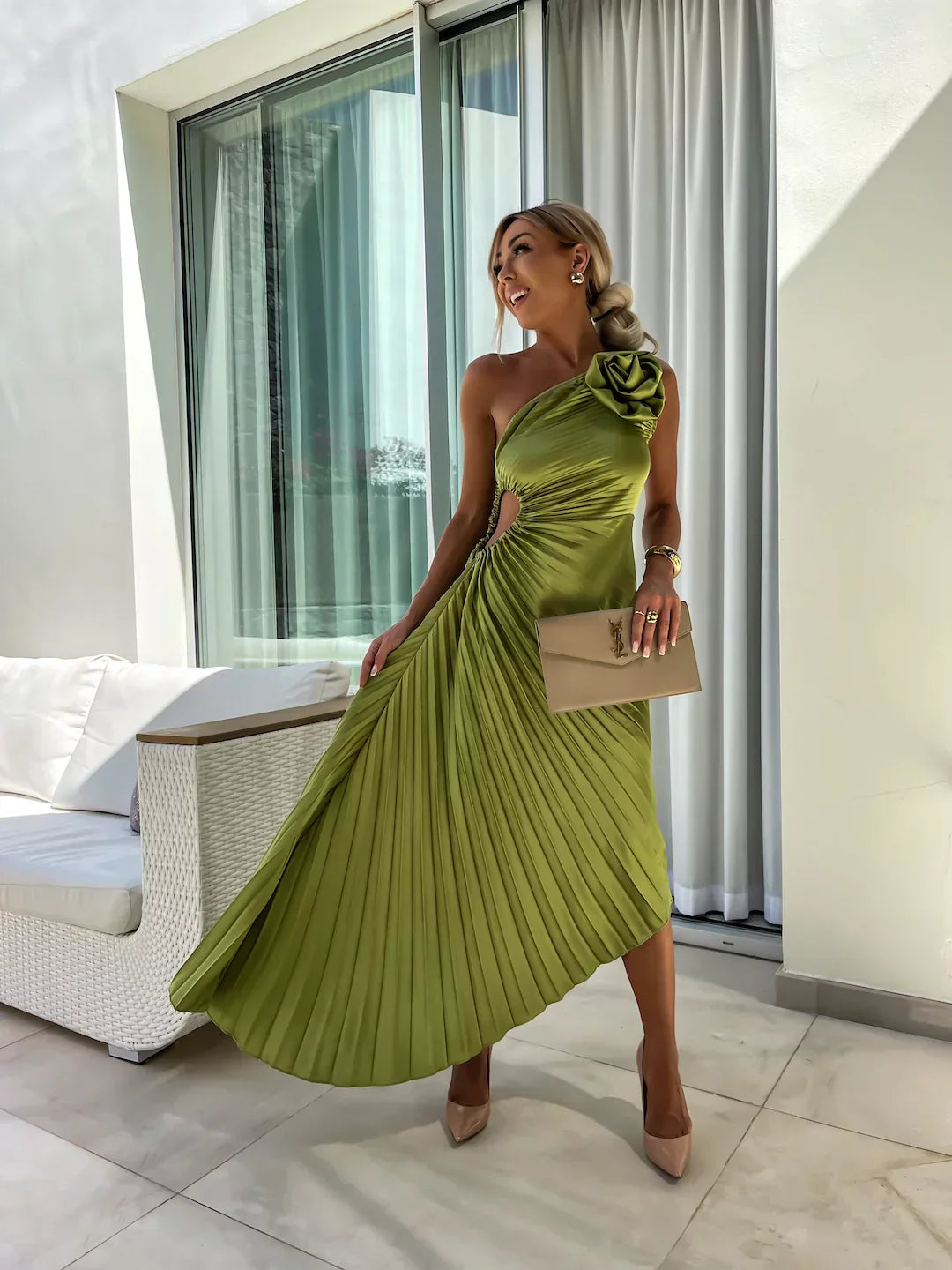 Eya™ | Elegant Floral One-Shoulder Maxi Dress 1