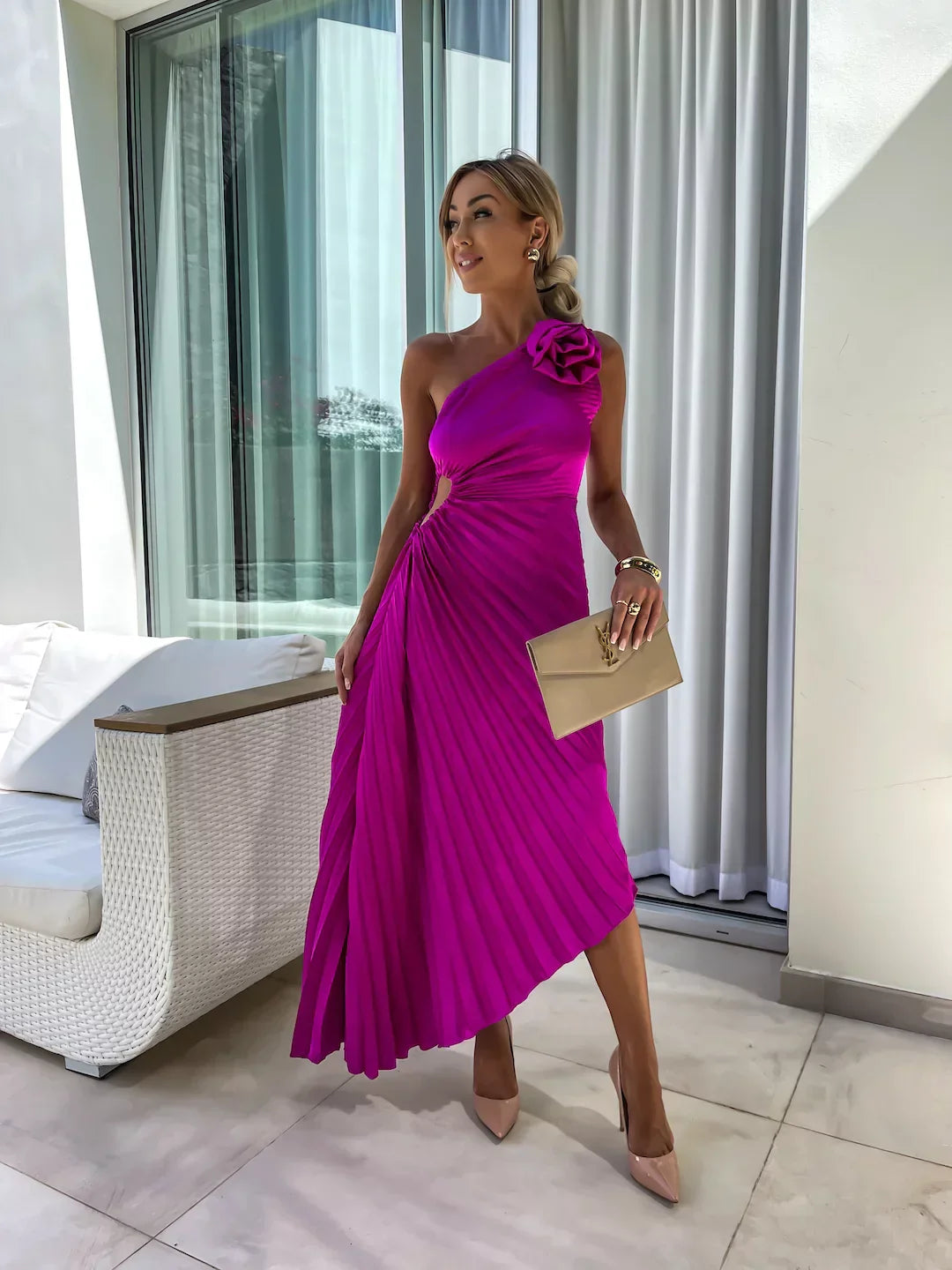 Eya™ | Elegant Floral One-Shoulder Maxi Dress 7