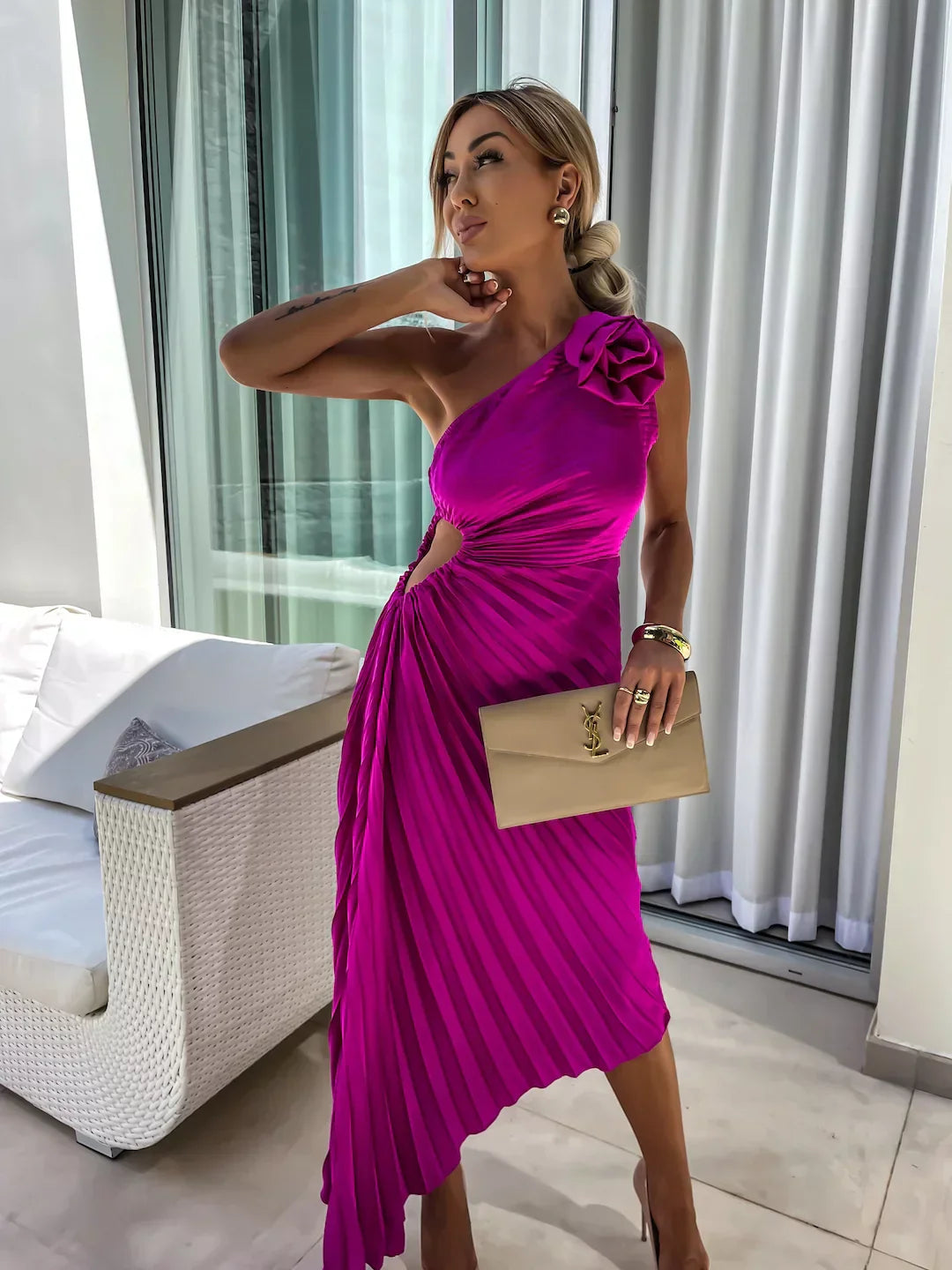 Eya™ | Elegant Floral One-Shoulder Maxi Dress 8