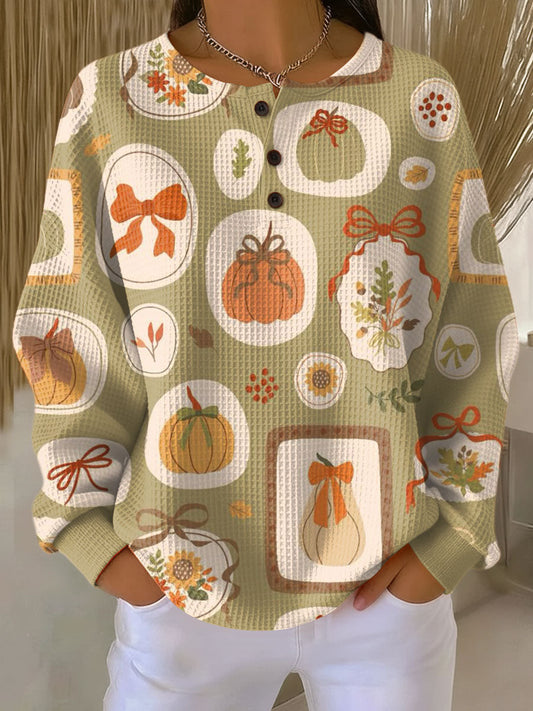 Freja | Autumn Sweater with Bows and Pumpkins 0