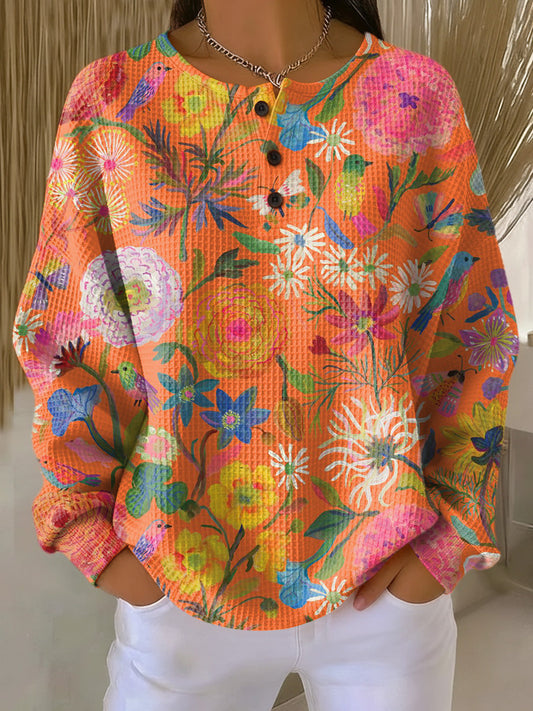 Freja | Sweater with Colorful Floral Print 0