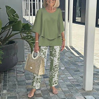 Genevieve | Women's Two Piece Set - Matching Print Top & Bottom