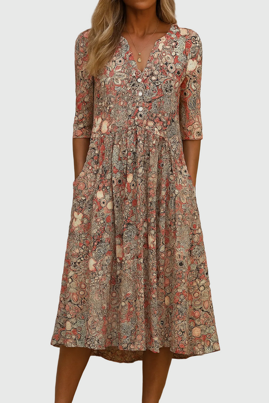 Harlow | Elegant Long Sleeve Midi Dress for Women 0