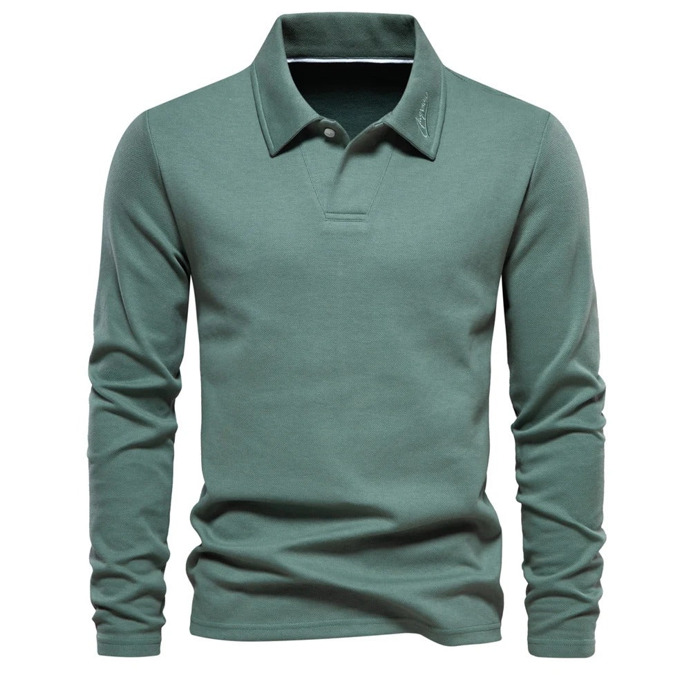 Bastian | Long Sleeve Collared Polo Shirt for Men
