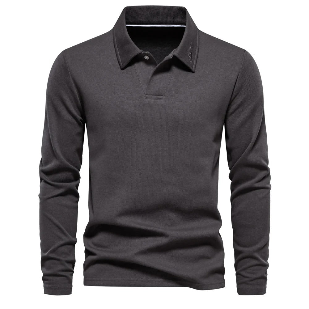 Bastian | Long Sleeve Collared Polo Shirt for Men
