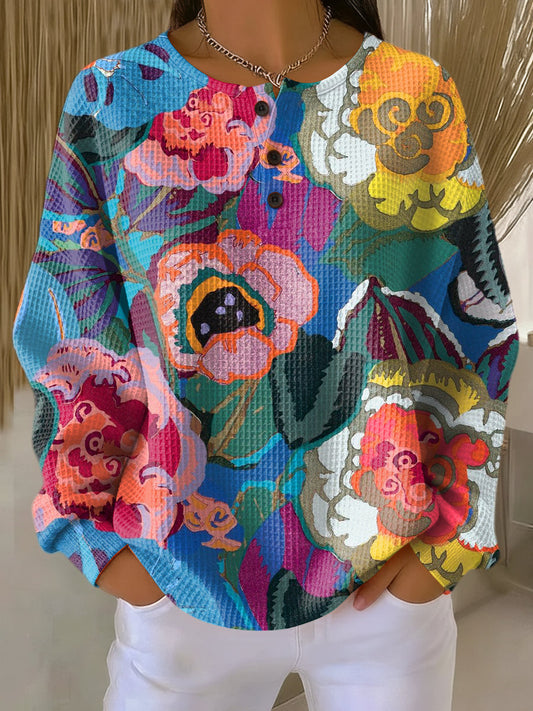Ida | Sweater with Large Colorful Flowers 0