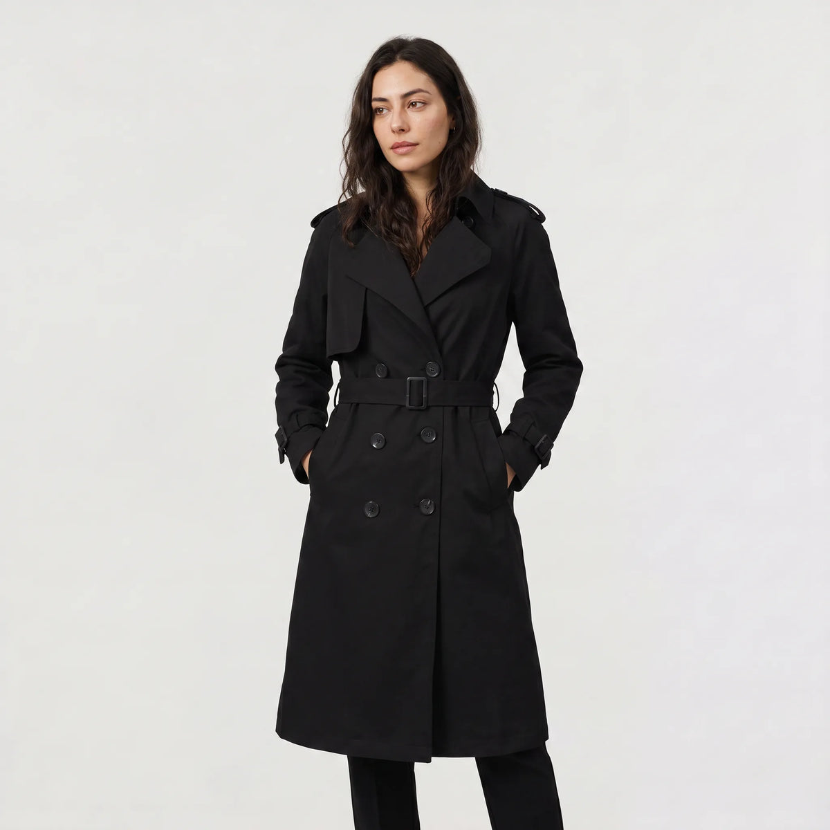 Crystal | Belted Notch Lapel Midi Trenchcoat for Women