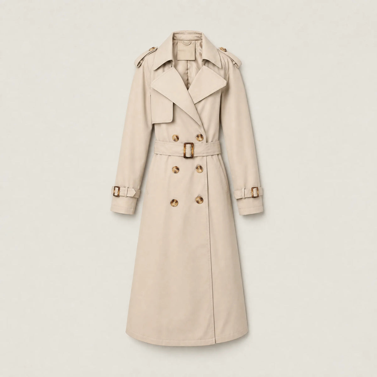 Crystal | Belted Notch Lapel Midi Trenchcoat for Women