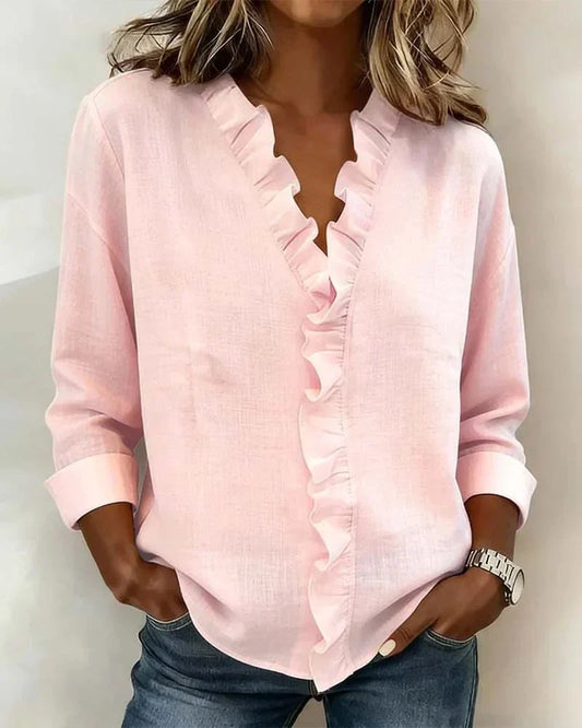 Indie | Elegant Long Sleeve Blouse with Ruffles 0