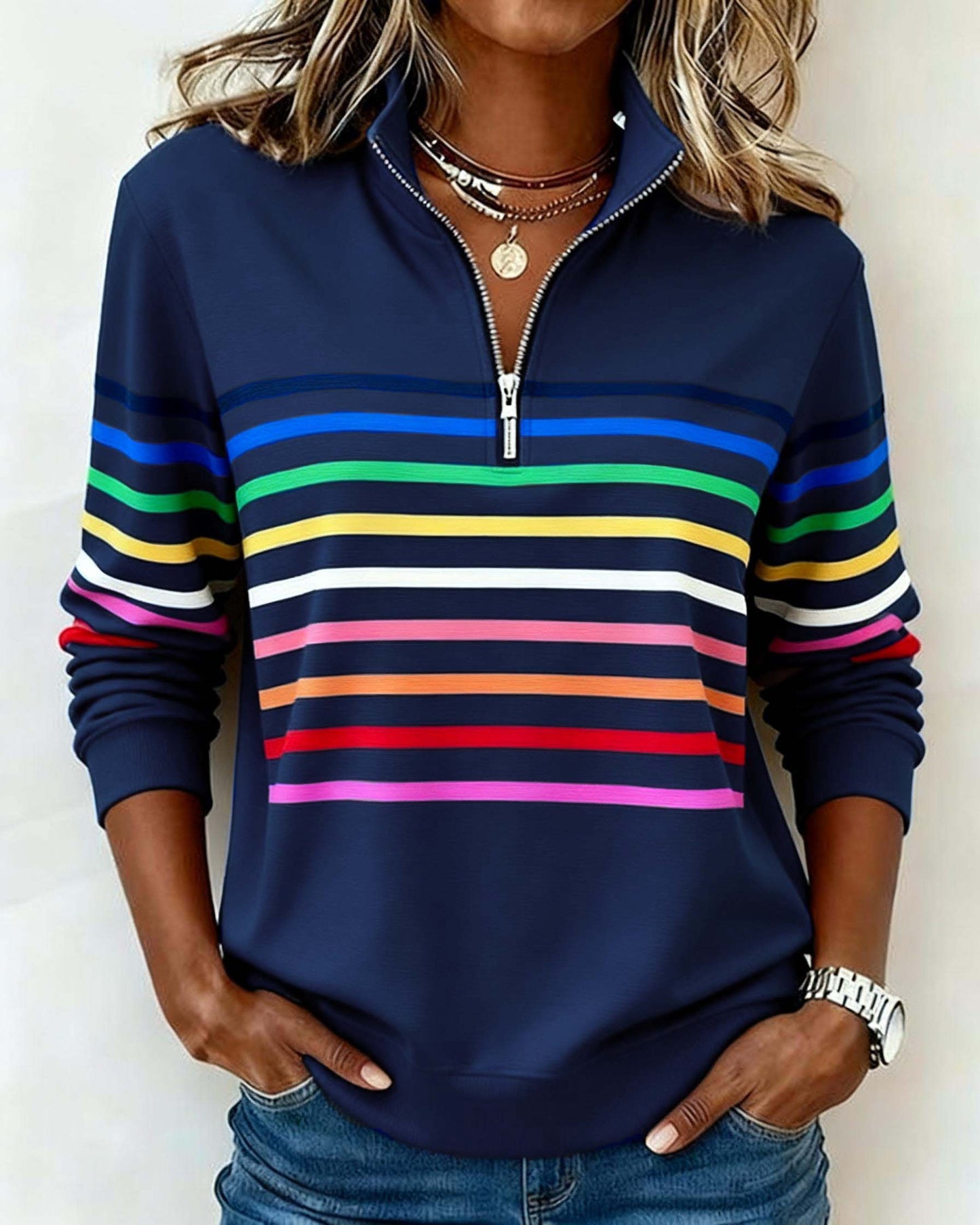 Isavelline | Women's Half-Zip Cheerful Cozy Sweatshirt