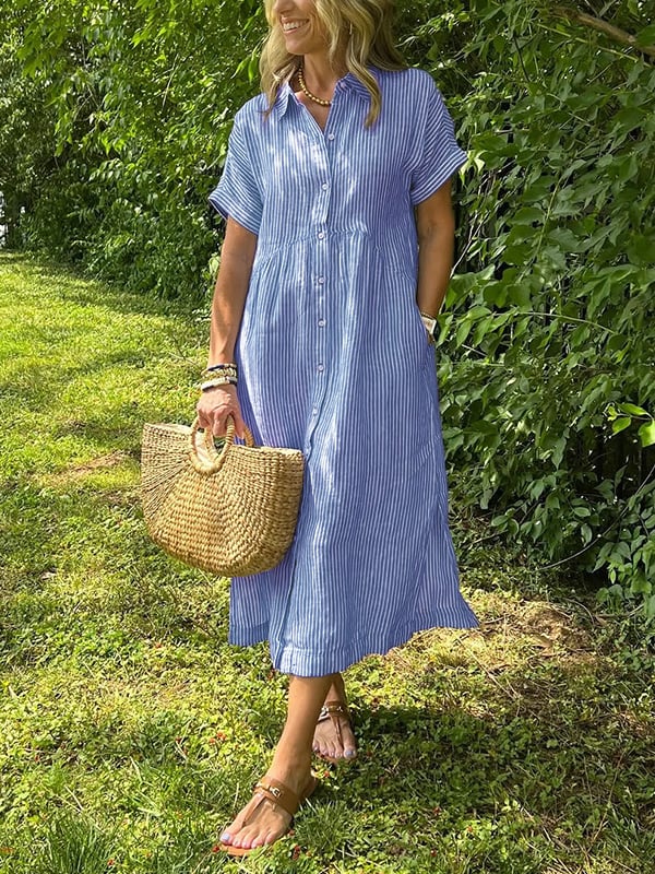 Ishka™ | Striped Shirt Dress 0