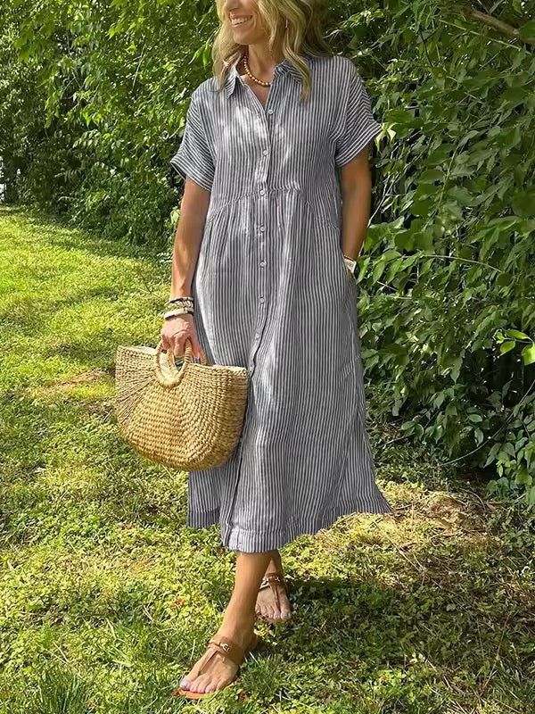 Ishka™ | Striped Shirt Dress 4