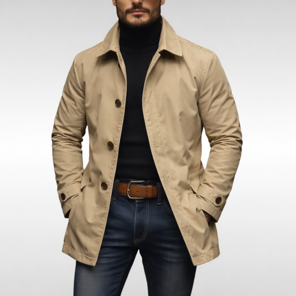 Otto | Waterproof Longline Coat with Stand Collar for Men