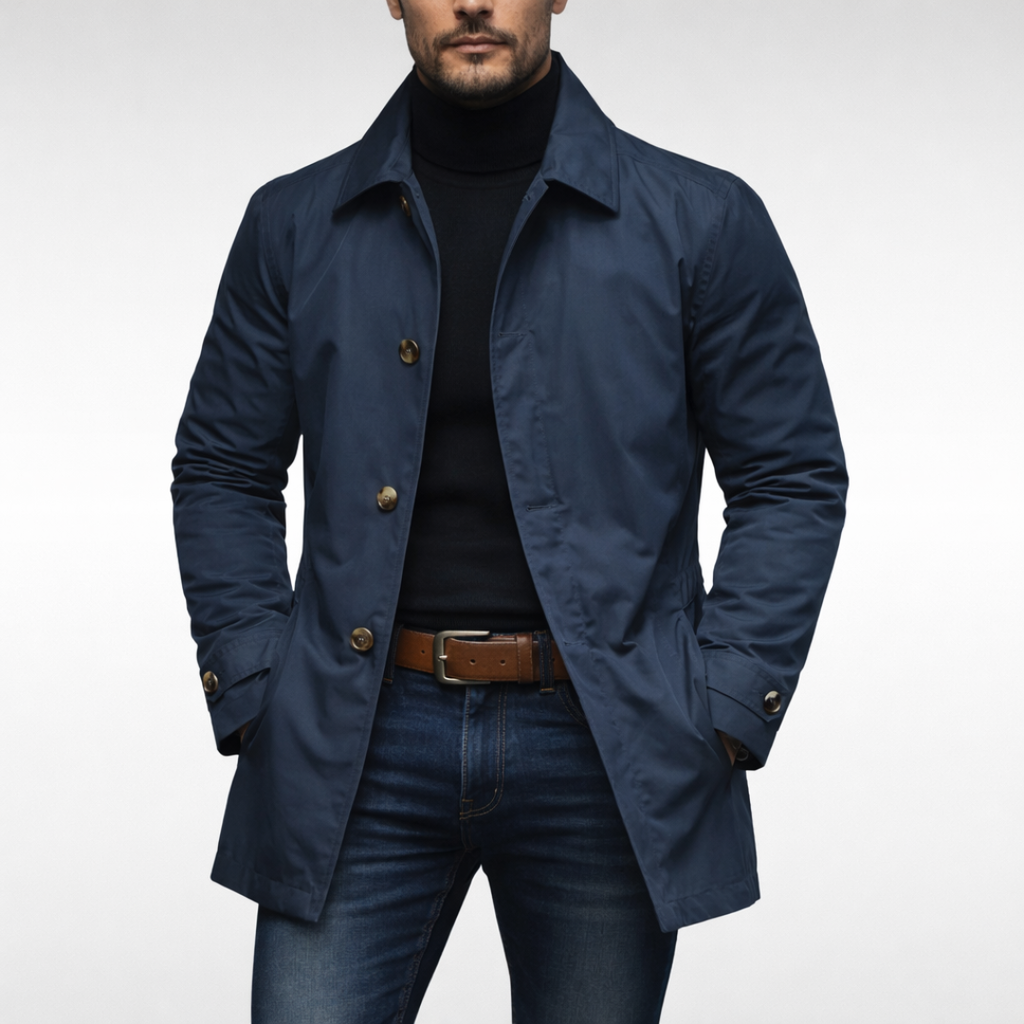 Otto | Waterproof Longline Coat with Stand Collar for Men
