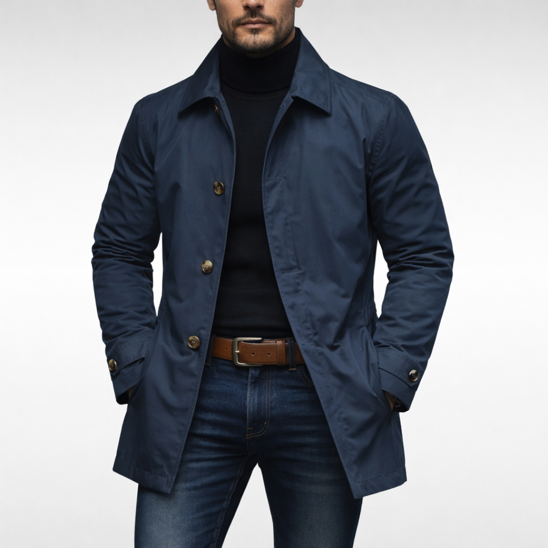 Otto | Waterproof Longline Coat with Stand Collar for Men