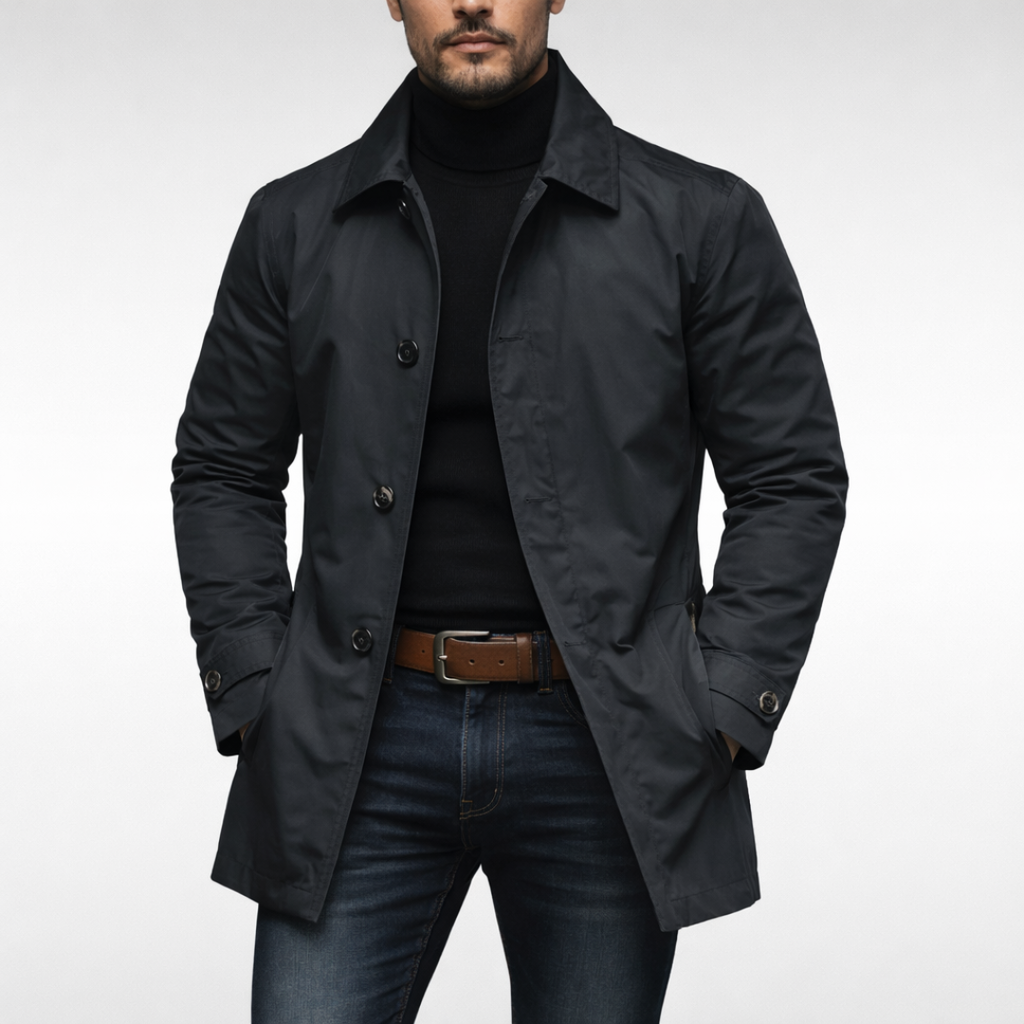 Otto | Waterproof Longline Coat with Stand Collar for Men