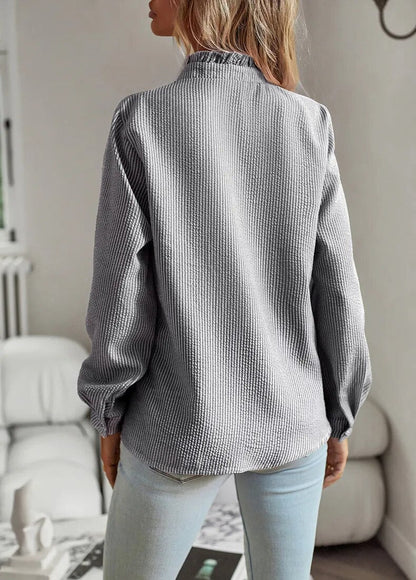 Marcelina | Women's Elegant V-Neck Blouse - Long Sleeve