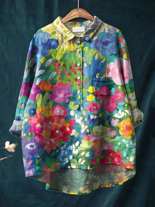 Jasimne | Women's Vintage Lovely Floral Art Print Casual  Shirt 0