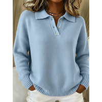 Juliette | Women's Knit Polo Sweater Crew Collar Casual