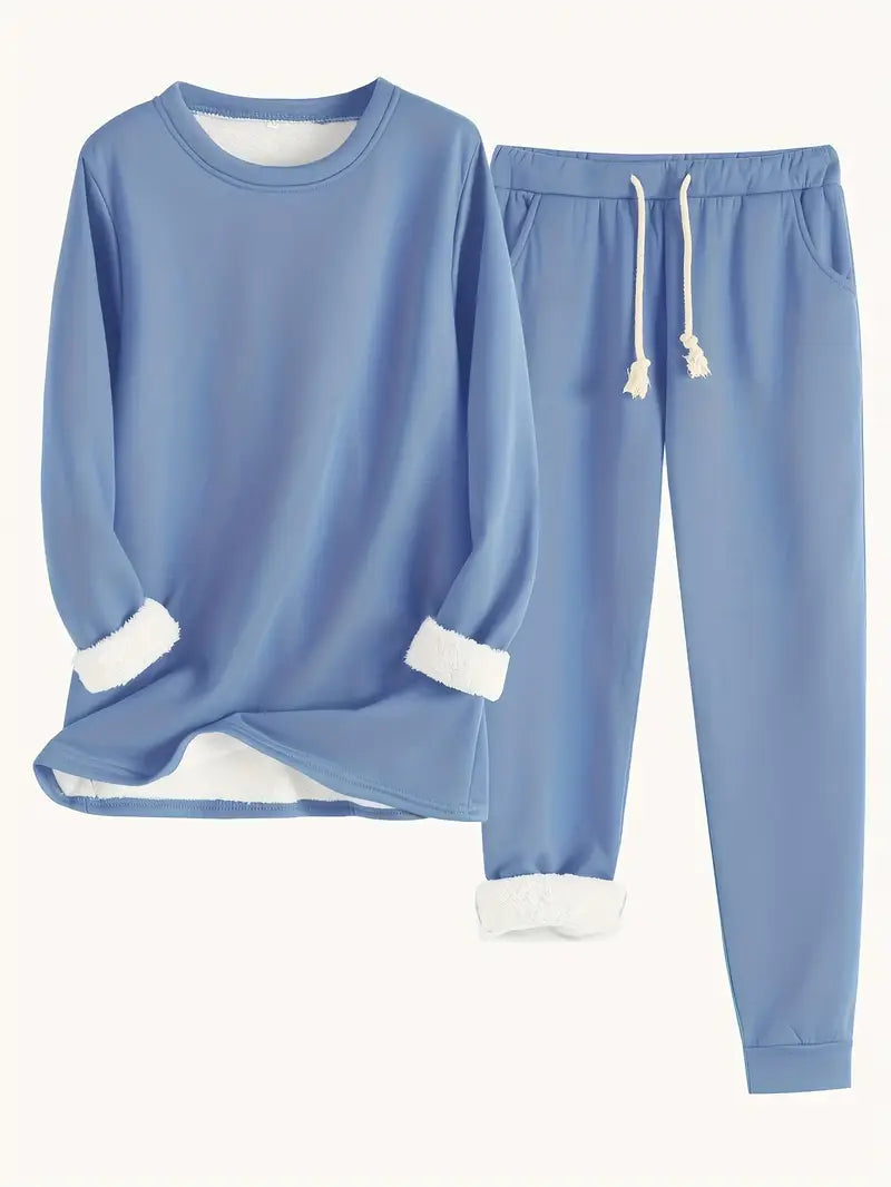 Karin | Women's Lounge Set with Pockets, Crew Neck Top