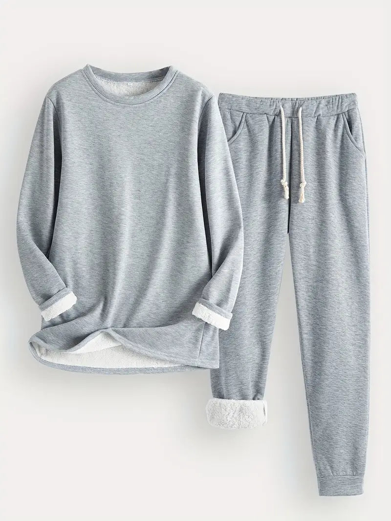 Karin | Women's Lounge Set with Pockets, Crew Neck Top