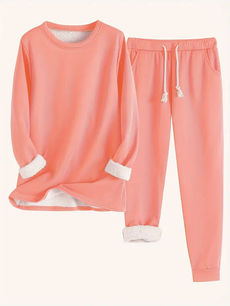 Karin | Women's Lounge Set with Pockets, Crew Neck Top
