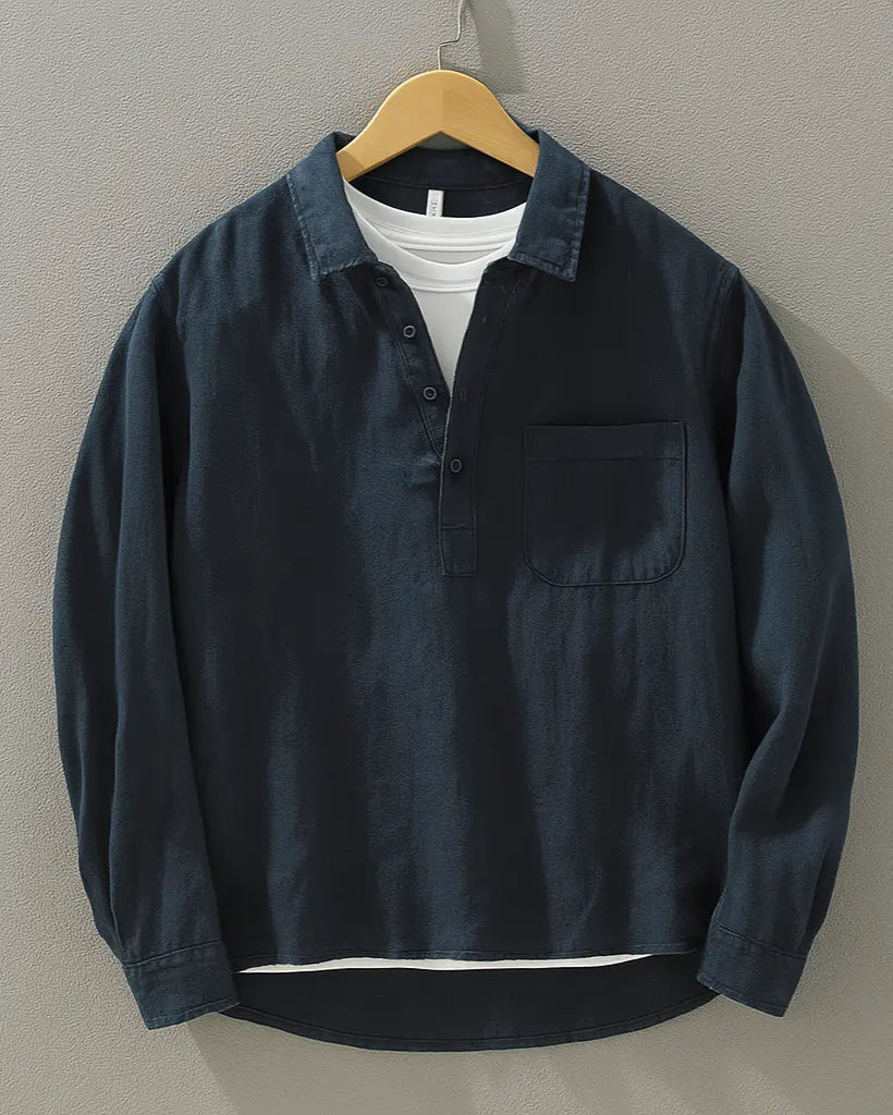Erik | Textured Popover Shirt with Chest Pocket for Men