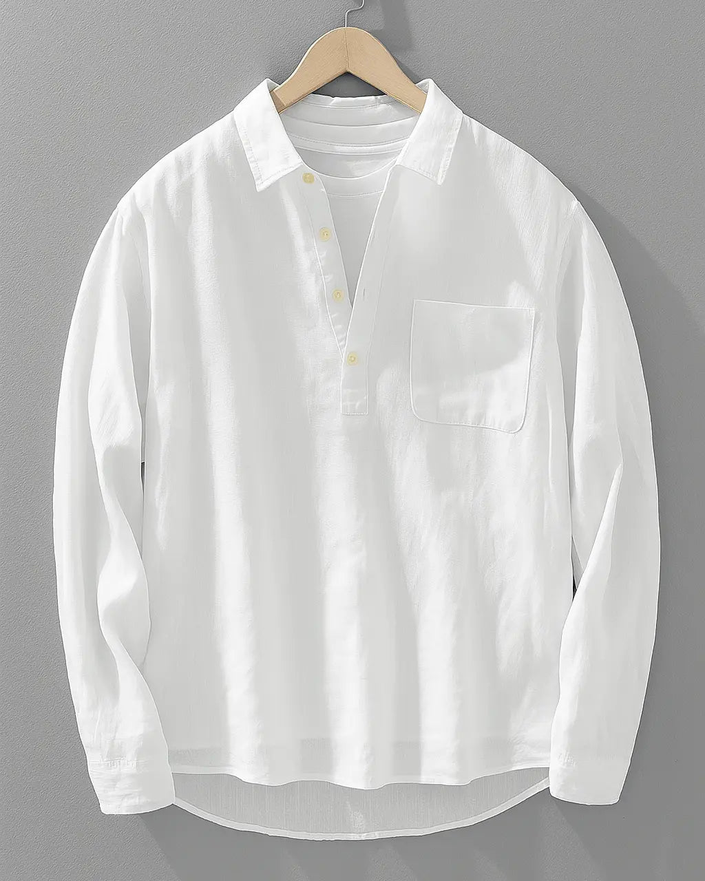 Erik | Textured Popover Shirt with Chest Pocket for Men