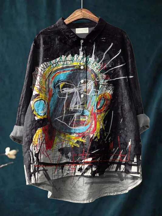 Kylie | Vintage Abstract Figure Painting Art Print Casual  Shirt 0