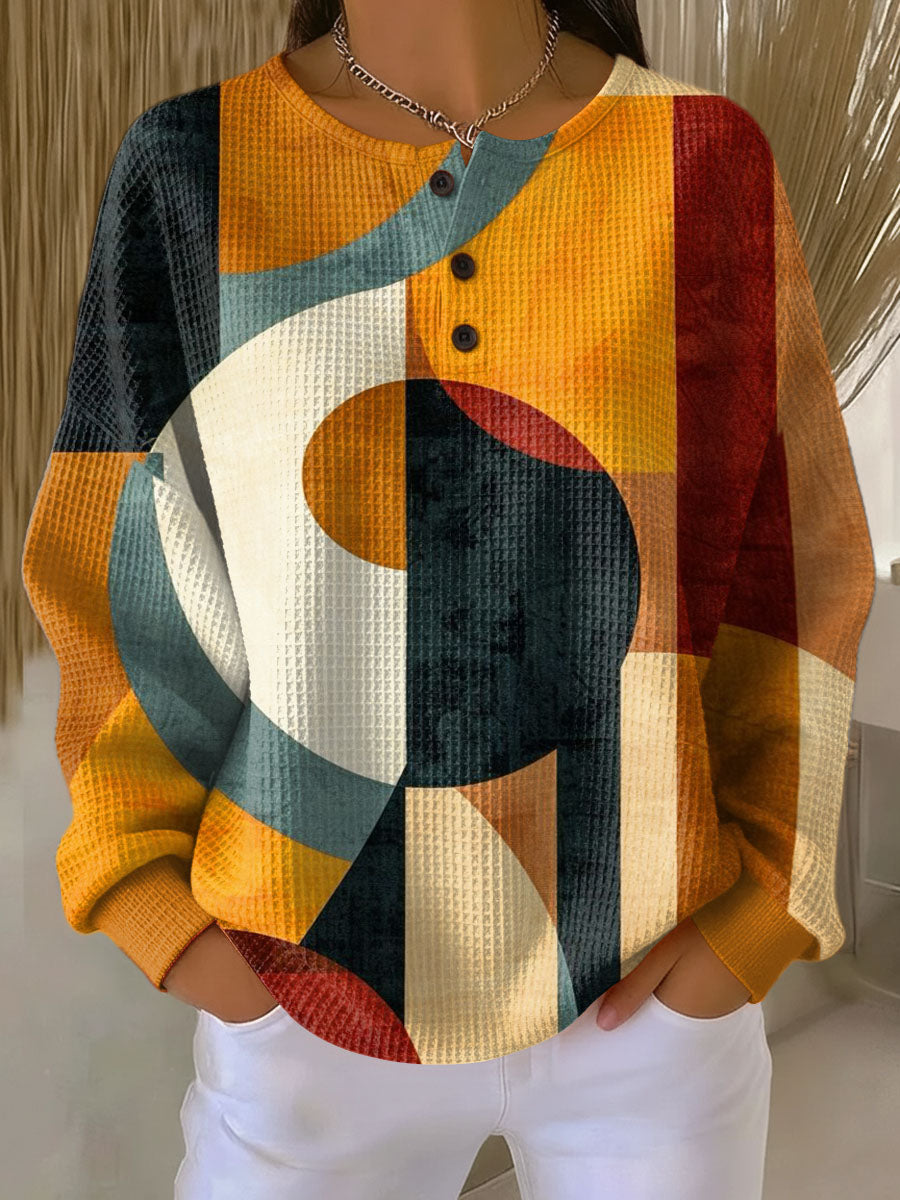 Lærke | Waffle Sweater with Geometric Pattern main image 0