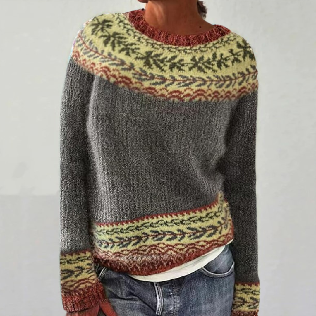 Lara | Women's Retro Pullover Sweater - Relaxed-Fit Cozy Knit