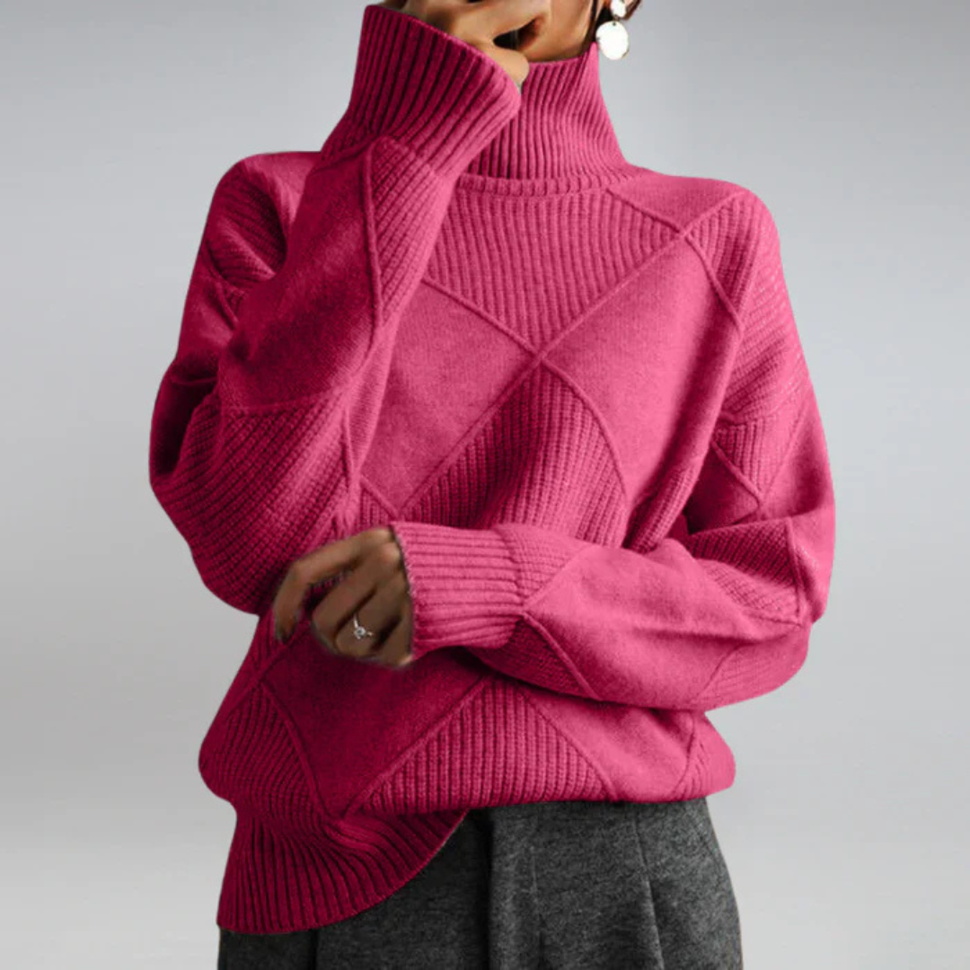 Bo | Women's Turtleneck Sweater Relaxed Fit Knit Pullover